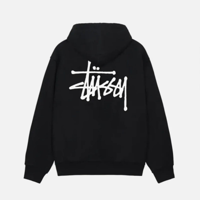 Stussy プルオーバーパーカー ブラック バックロゴプリント 男女兼用