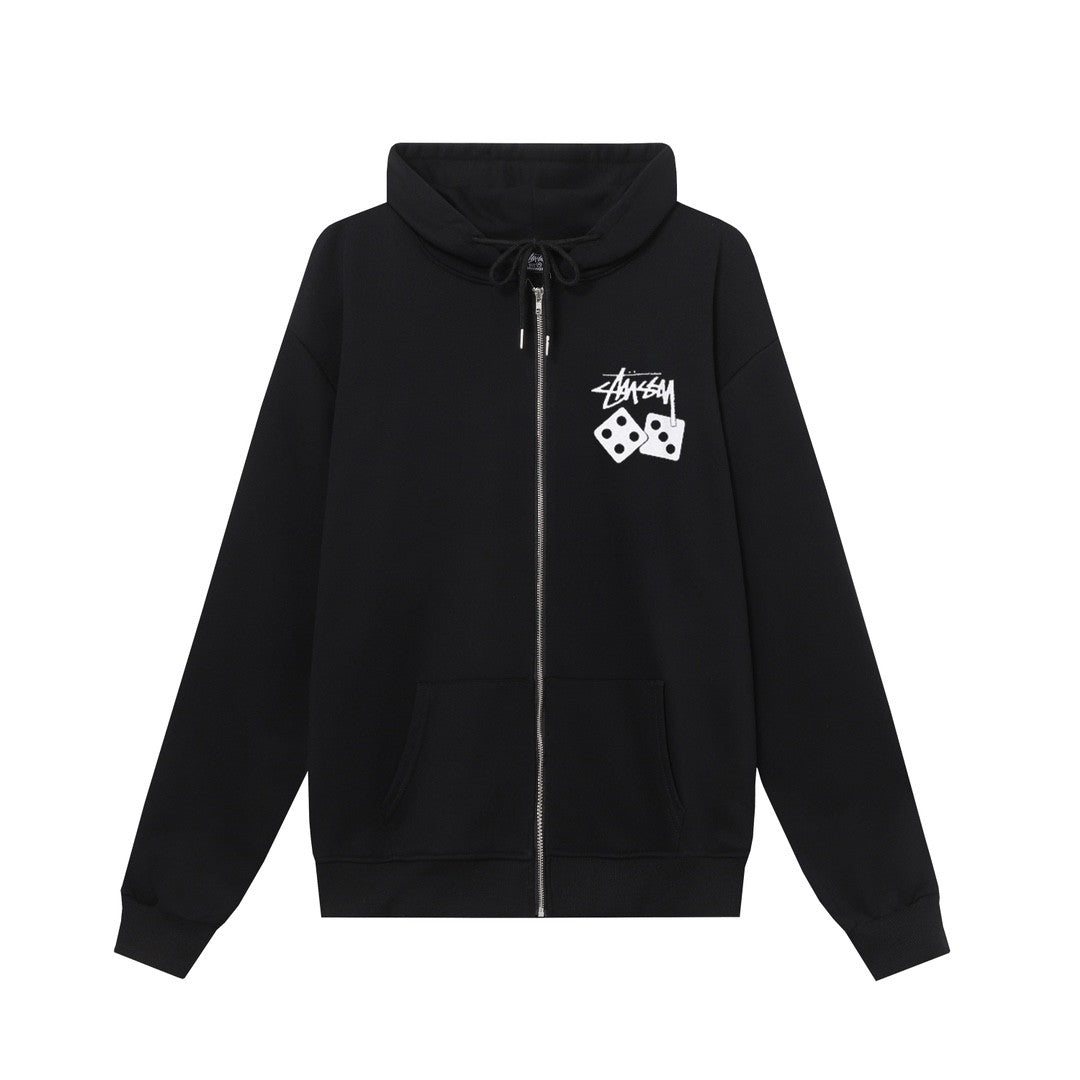 STUSSY スタシー 男女兼用 7字サイコロプリント フード付きジッパーコート HN315